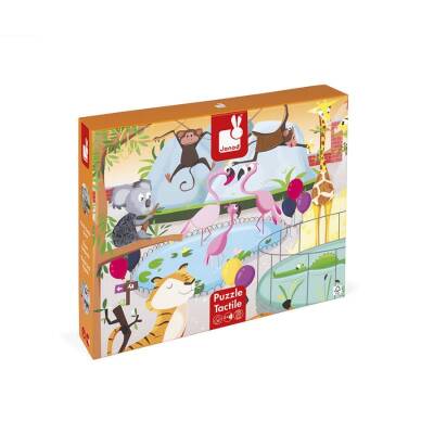 Janod 20 Parça Dokun Hisset Puzzle - Hayvanat Bahçesi j02774 - 2