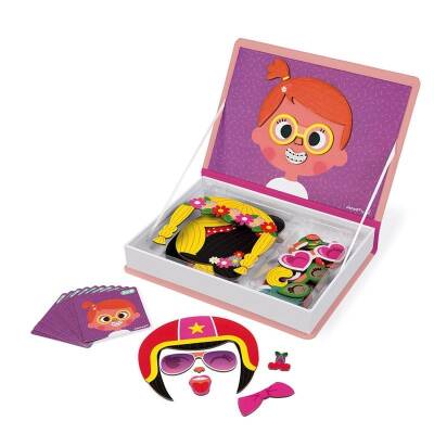 Janod Mıknatıslı Oyun Kitabı - Çılgın Yüzler - Kız J02717 - 1