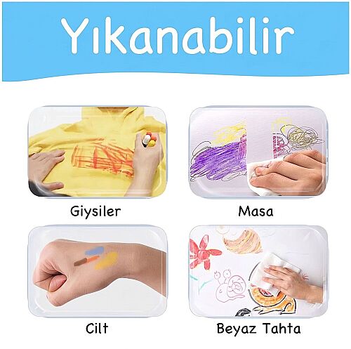 Jarmelo İpeksi Dokulu Yıkanabilir Boya Kalemleri - 12 Renk Ja90435 - 5
