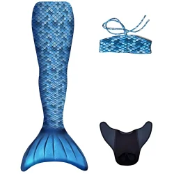 Kuaki Mermaids Deniz Kızı 3'lü Takım Bikini Kostüm Seti - Blue 6+ Yaş 3'lü Takım - 1