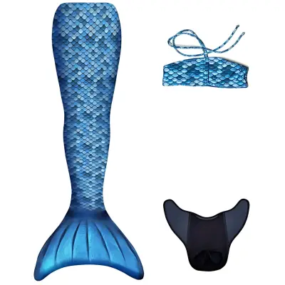 Kuaki Mermaids Deniz Kızı 3'lü Takım Bikini Kostüm Seti - Blue 8+ Yaş 3'lü Takım - 1