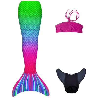 Kuaki Mermaids Deniz Kızı 3'lü Takım Bikini Kostüm Seti - Capri 10+ Yaş 3'lü Takım - 1