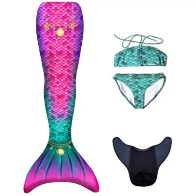 Kuaki Mermaids Deniz Kızı 4'lü Takım Bikini Kostüm Seti - Star 6+ Yaş 4'lü Takım - 1