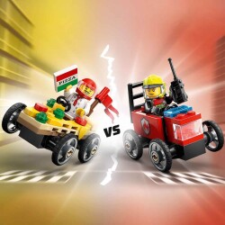 Lego City Pizza Arabası İtfaiye Kamyonuna Karşı Yarış Arabası Paketi 60458 - 5