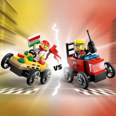 Lego City Pizza Arabası İtfaiye Kamyonuna Karşı Yarış Arabası Paketi 60458 - 5