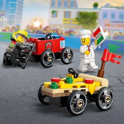 Lego City Pizza Arabası İtfaiye Kamyonuna Karşı Yarış Arabası Paketi 60458 - 2