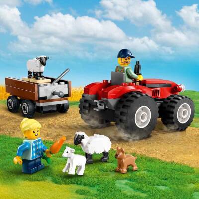 Lego City Römorklu Kırmızı Çiftlik Traktörü ve Koyun 60461 - 2