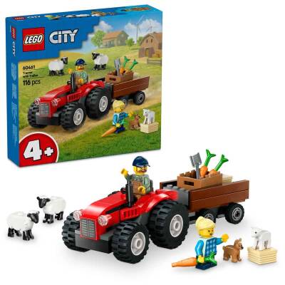 Lego City Römorklu Kırmızı Çiftlik Traktörü ve Koyun 60461 - 1
