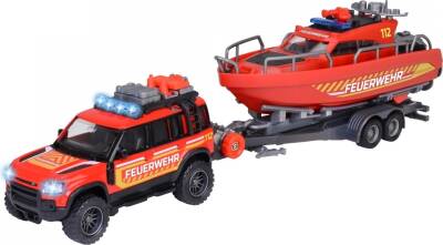 Majorette Land Rover Fire Rescue + Boat 213716001038 - 2