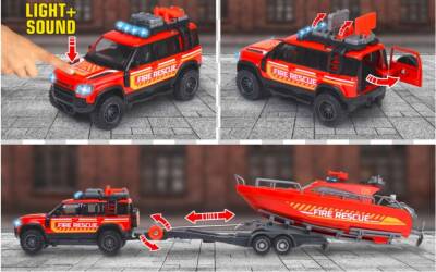 Majorette Land Rover Fire Rescue + Boat 213716001038 - 3