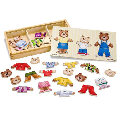 Melissa&Doug Ahşap Ayıcık Ailesi - Değiş Tokuş Giydirme Yapbozu - 45 Parça Md003770 - 2