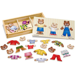 Melissa&Doug Ahşap Ayıcık Ailesi - Değiş Tokuş Giydirme Yapbozu - 45 parça MD003770 - 2