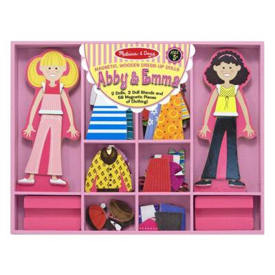 Melissa&Doug Ahşap Mıknatıslı Giydirme - Abby ile Emma MD004940 - 1