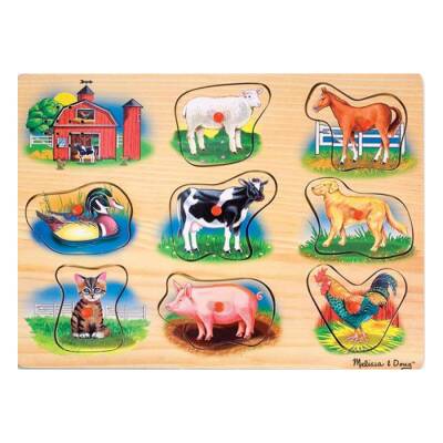 Melissa&Doug Ahşap Sesli Yapboz - Çiftlik Hayvanları Md000268 - 1