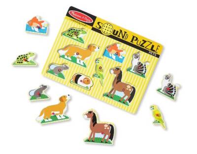 Melissa&Doug Ahşap Sesli Yapboz - Evcil Hayvanlar MD000730 - 2