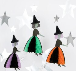 Meri Meri - Flying Honeycomb Witch Decorations - Uçan Cadılar Asılan Süs (3'lü) - 1
