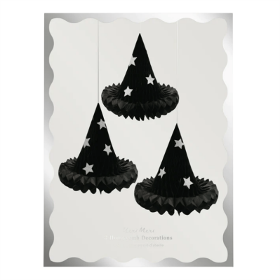 Meri Meri - Hanging Honeycomb Witch Hat Decorations - Cadı Şapka Dekorları (3'lü) - 1