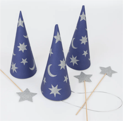 Meri Meri - Wizard Party Hats & Wands - Sihirbaz Parti Şapkaları & Sihirli Değnekler (6'lı) - 1