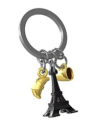 Metalmorphose Eyfel Kulesi Kahve ve Kruvasan Anahtarlık MTM197-01 - Gold - Metalmorphose