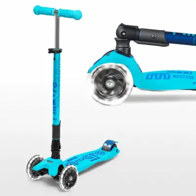 Micro Maxi Deluxe Foldable Bright Blue (Led) Scooter MMD092 - 4