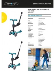 Micro Mini 3 İn 1 Deluxe Plus Ice Blue Scooter Mmd057 - 5