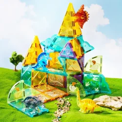 Mideer Renkli Magnetic Tiles - Jurassic Macerası 48 Parça Md1499 - 5