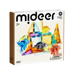 Mideer Renkli Magnetic Tiles - Jurassic Macerası 48 Parça Md1499 - 1