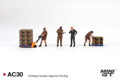 Mini Gt 1/64 Metal Figürıne: Ups Driver And Workers Mgtac30 - 1
