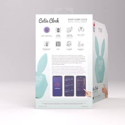 Mob Turkuaz Tavşan Duvar Saati ve Gece Lambası Co-Bl-02 - 3