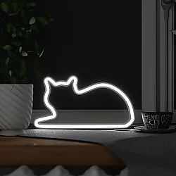 Mustard Sitting Cat Led Işık M11049B - 2