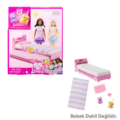 My First Barbie - İlk Barbie Bebeğim - Barbie'nin Yatağı Oyun Seti HMM64 - 1