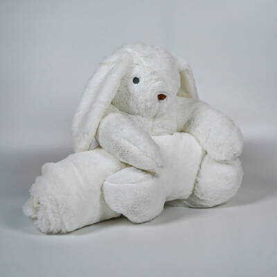 My Friend Toys Battaniyeli Beyaz Tavşan Peluş Oyuncak - 3