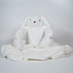 My Friend Toys Battaniyeli Beyaz Tavşan Peluş Oyuncak - 5