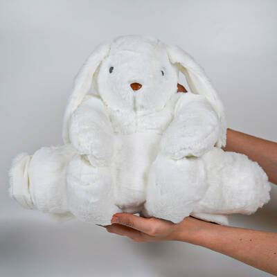 My Friend Toys Battaniyeli Beyaz Tavşan Peluş Oyuncak - 7