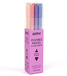 Omy Çift Uçlu Pastel Keçeli Kalem - 9 Adet - Omy