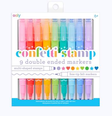 Ooly Confetti Stamp Çift Uçlu 9'lu Keçeli Kalem 130-092 - 1