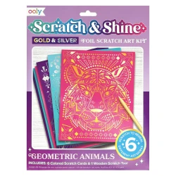 Ooly Scratch And Shine Sanat Seti - Geometric Animals 161-093 - 1
