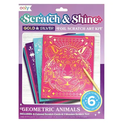 Ooly Scratch And Shine Sanat Seti - Geometric Animals 161-093 - 1