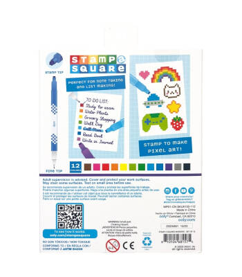 Ooly Stamp-A-Square Çift Uçlu 12’Li Keçeli Kalem 130-112 - 9