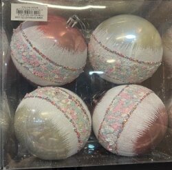 Orc Pastel Makaron Renk 4'lü Top Yılbaşı Ağaç Süsü - Orca