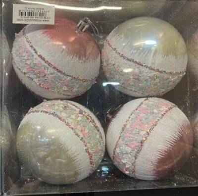 Orc Pastel Makaron Renk 4'lü Top Yılbaşı Ağaç Süsü - 1