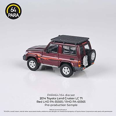 Para64 Toyota 2014 Land Cruiser 71 Short Wheels Base Red w/ Roof Rack Rhd PA-65565 - 3