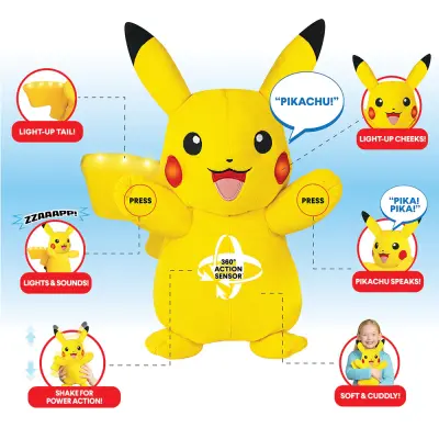 Pokemon Pikachu Sesli & Işıklı Pelüş Figür POK/97834 - 2