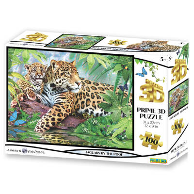 Prime 3D Jaguar ve Yavrusu 63 Parça Puzzle Prm/10527 - 1