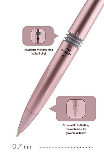 Serve Bold Mekanik Uçlu Kalem 07 Mm Metalik Roze - 2