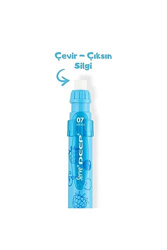 Serve Deep Böğürtlen Desenli Mekanik Uçlu Kalem 0.7 Mm Fosforlu Mavi - 2