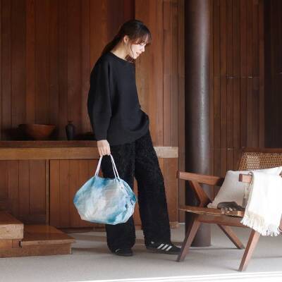 Shupatto Compact Bag Katlanır Çanta - M - Sea of Clouds S489SC - 5