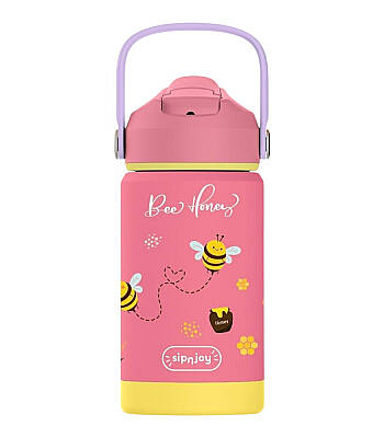 Sipnjoy Flipsip Çocuk Termosu Pipetli Suluk (360 ml) - Bee Honey - 1