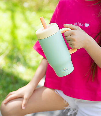 Sipnjoy Handlehug Tumbler Termos Pipetli Suluk (550 ml) - Mint - 2