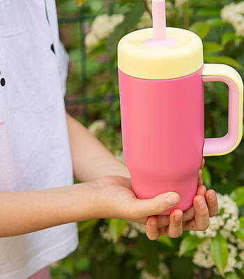 Sipnjoy Handlehug Tumbler Termos Pipetli Suluk (550 ml) - Pembe - 3